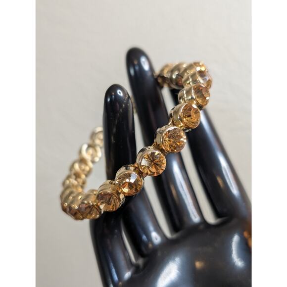 Topaz Crystal Gold Tone Magnetic Close Bangle Bracelet - Picture 8 of 8